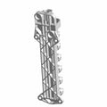 Gray plastic electrical block terminal with multiple connection points and ribbed support structure.
