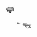 Silver round fuel cap with key slot and silver ignition switch lock cylinder with attached keys and black plastic components.