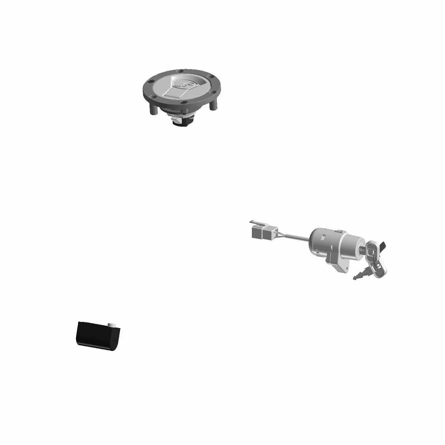 Ignition Switch/Fuel Cap Lock & Keys w/Fork Lock Black Intl by
