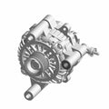 Silver-gray metal alternator with round central pulley and cooling fins, designed for Polaris UTVs.