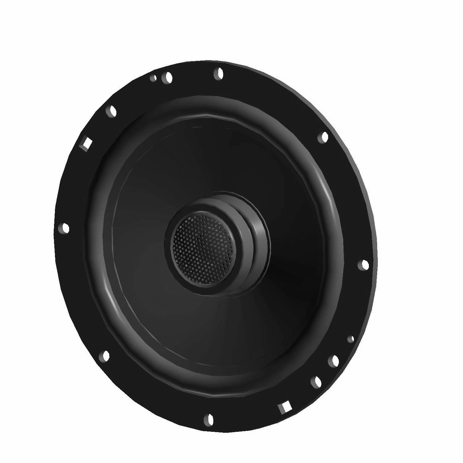 Black round roof speaker with central grille and multiple mounting holes around edge.