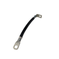 Black insulated battery ground cable with metal ring terminals on both ends.