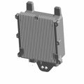 Gray rectangular power supply module with vertical cooling fins and mounting brackets.