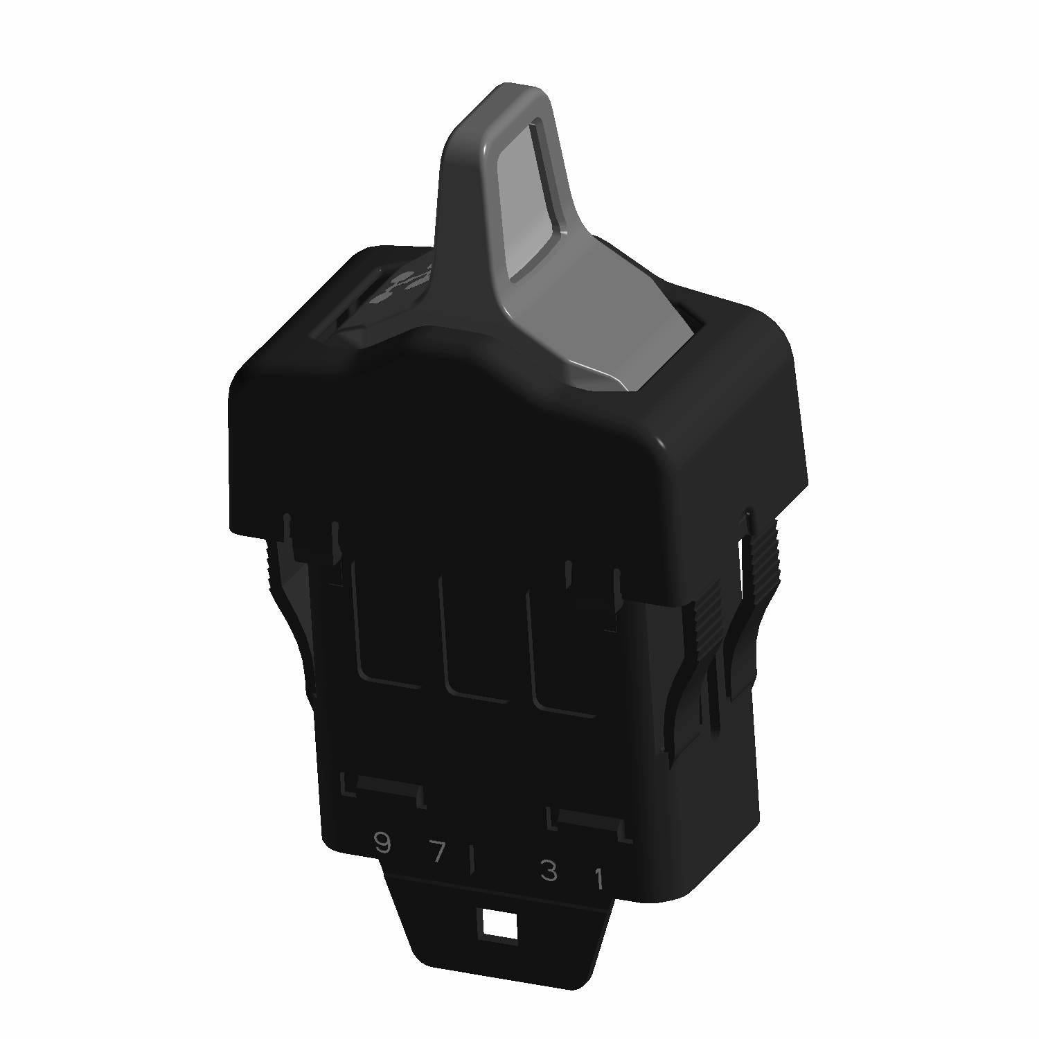 Black rectangular AWD switch with gray toggle lever and numbered settings on bottom edge.