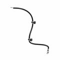 Black insulated ground cable with metal ring terminals and attached clamps on a white background.