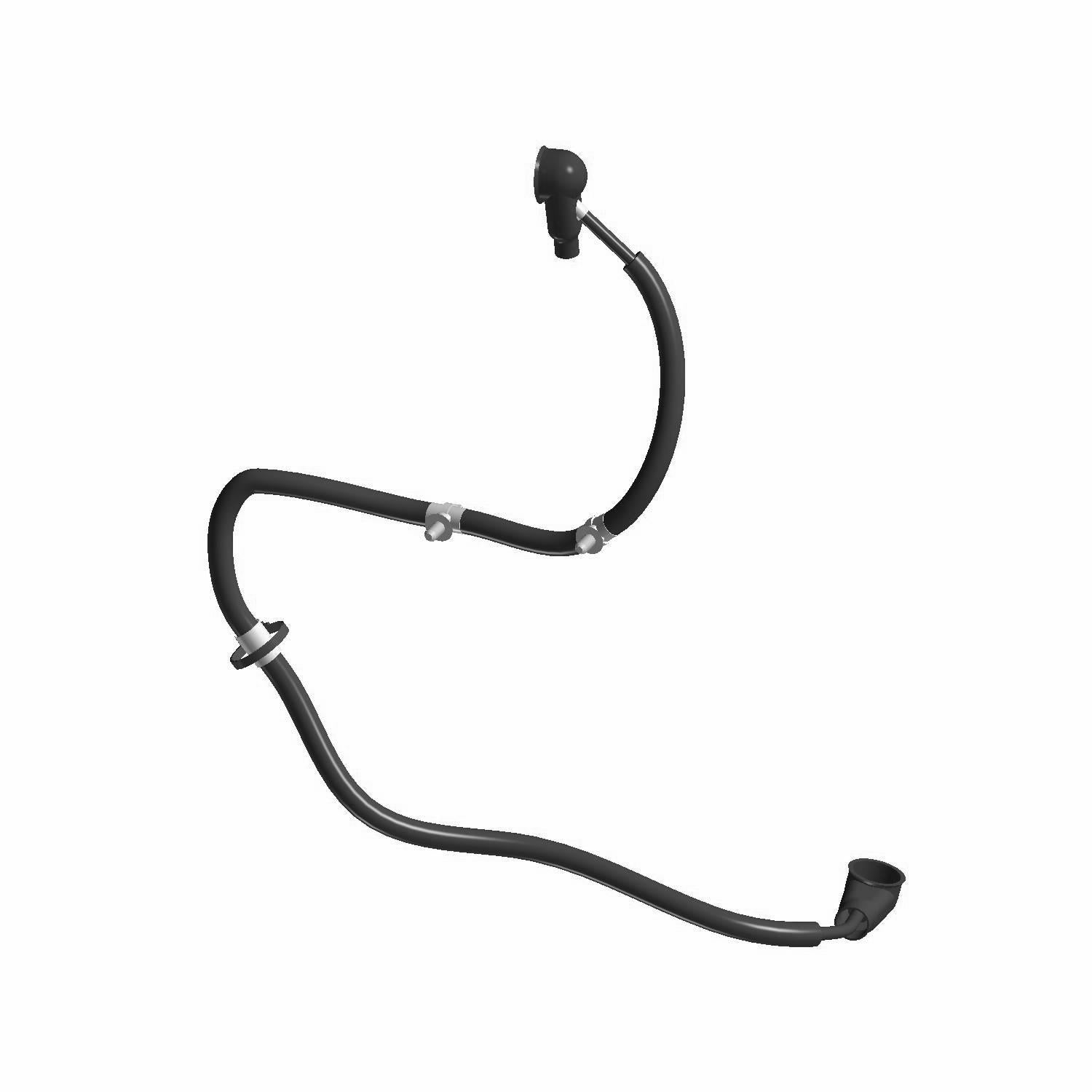 Black molded battery cable with connectors and metal clamps for Polaris vehicles.
