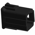 Black rectangular plastic electrical connector cover with slot and open end design.
