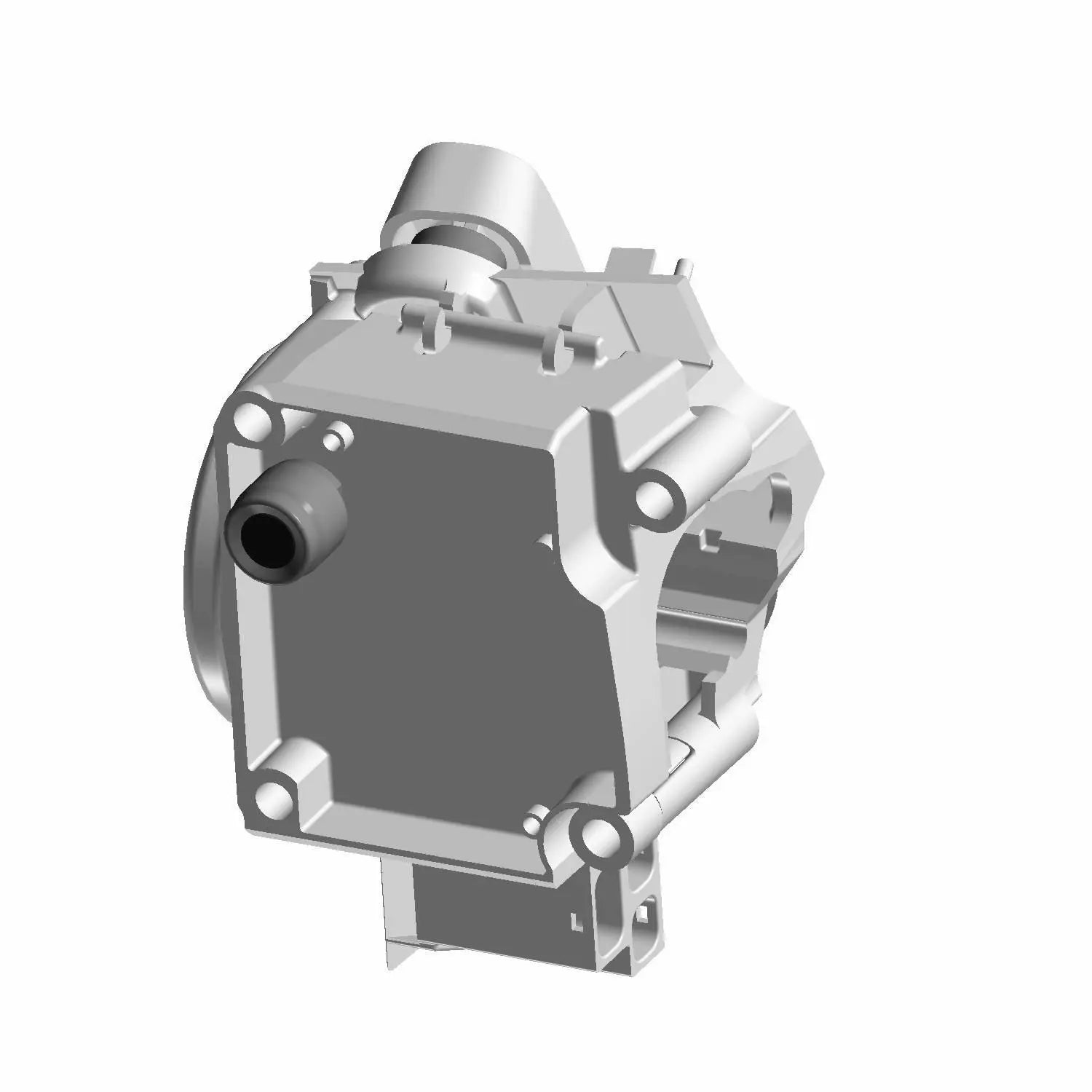 Gray and silver plastic handlebar control switch with mounting points for motorcycle use.