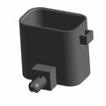Black rectangular plastic clamp with integrated clip and threaded screw attachment.