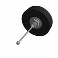 Black circular antenna base with silver metal rod and hexagonal nut attachment.
