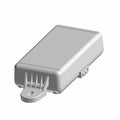 Gray rectangular GPS antenna housing with mounting bracket and vent-like grooves.