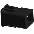 Black rectangular plastic electrical connector cover with slot and open end.
