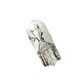 Clear miniature glass bulb with visible filament and metal base contacts for motorcycle use.