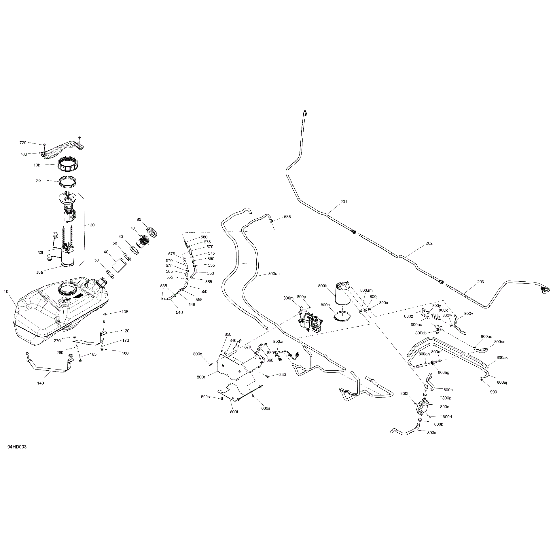 An Image of a Genuine Can-Am Parts Schematic Diagram showing the schematic - ENGINE - FUEL