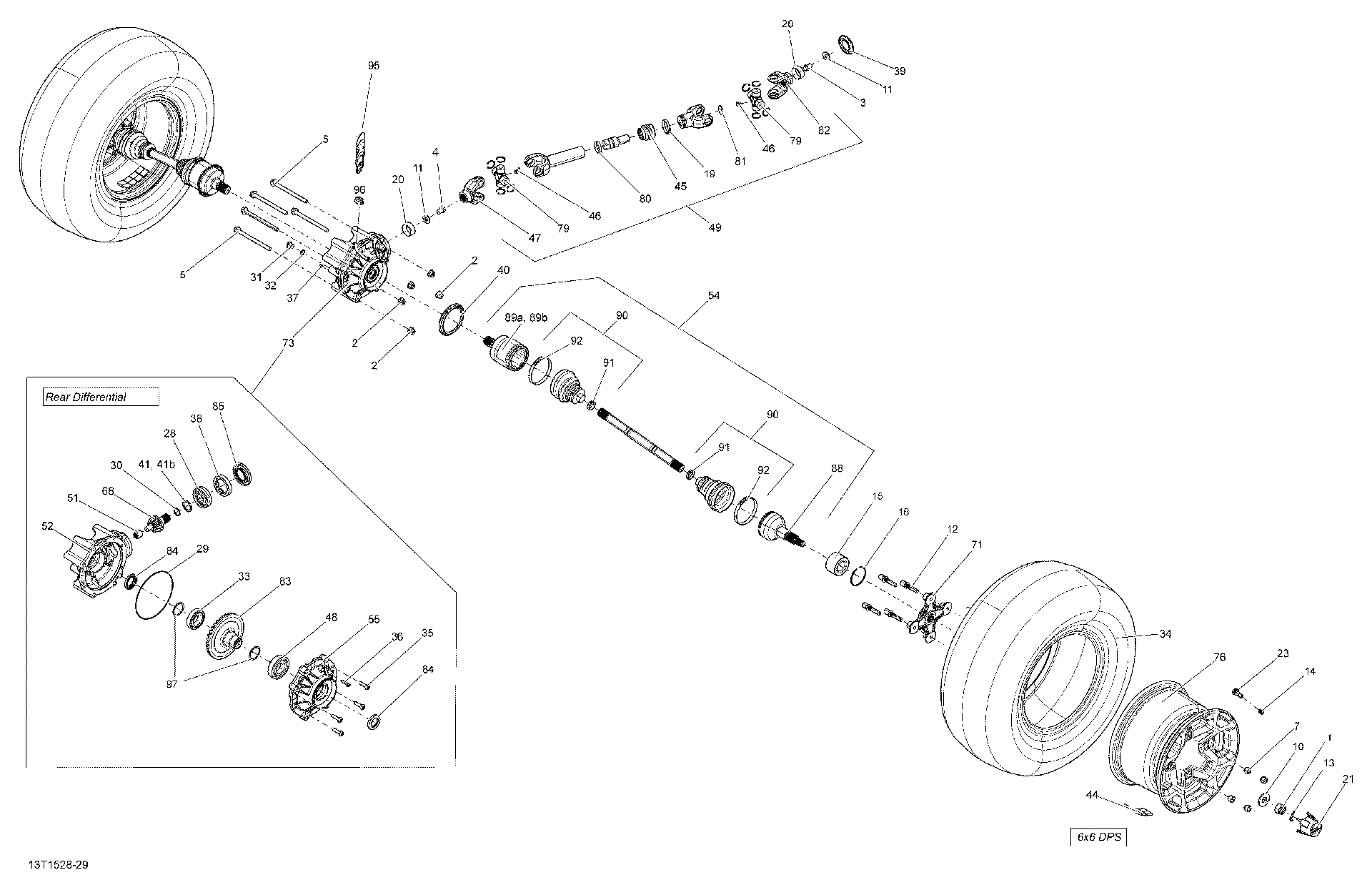 An Image of a Genuine Can-Am Parts Schematic Diagram showing the schematic - DRIVE SYSTEM REAR _13T1528