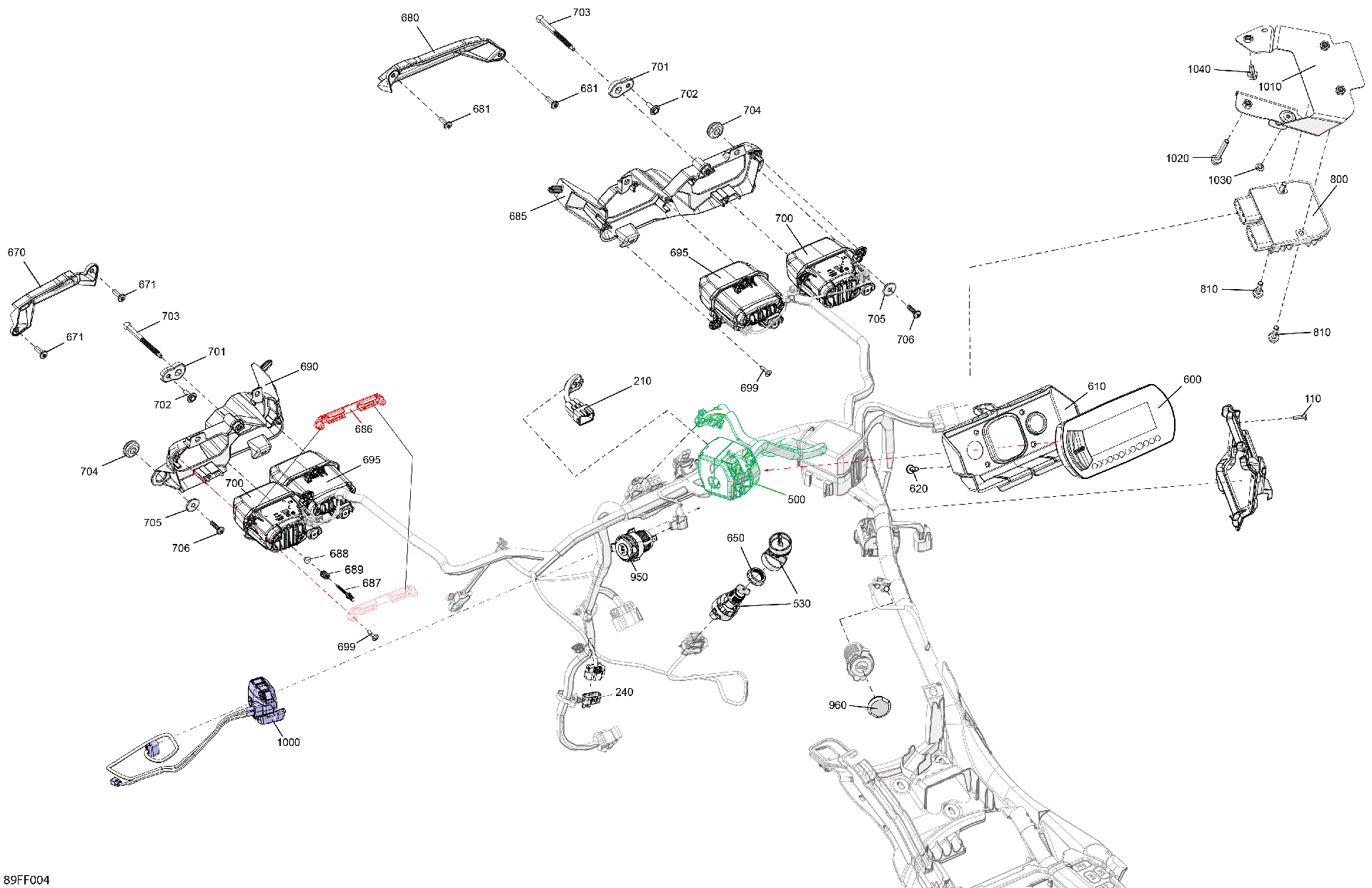 An Image of a Genuine Can-Am Parts Schematic Diagram showing the schematic - ELECTRIC - FRONT SECTION