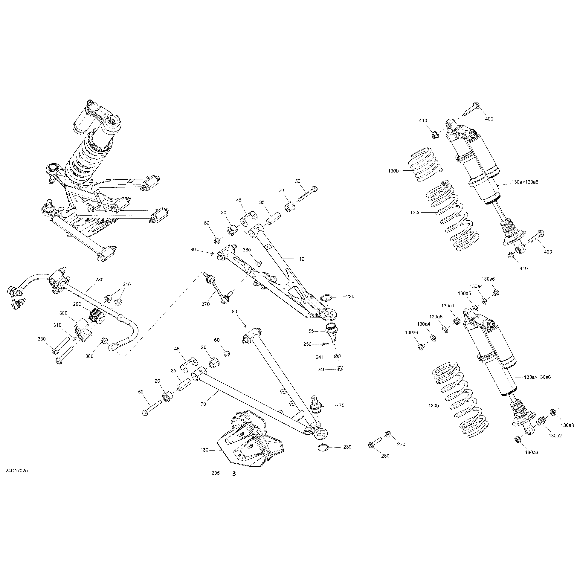 An Image of a Genuine Can-Am Parts Schematic Diagram showing the schematic - FRONT SUSPENSION - ALL MODELS