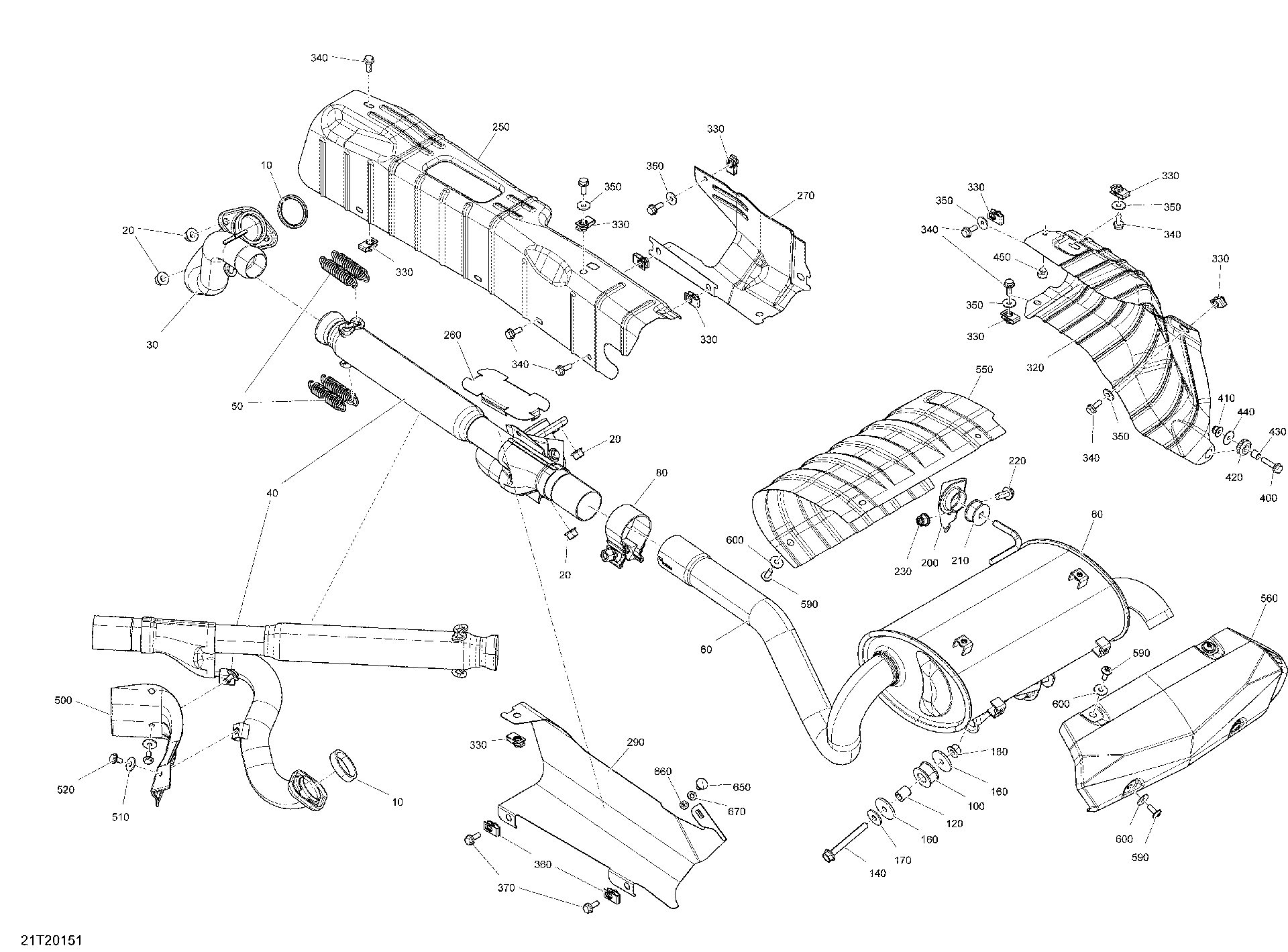 An Image of a Genuine Can-Am Parts Schematic Diagram showing the schematic - EXHAUST