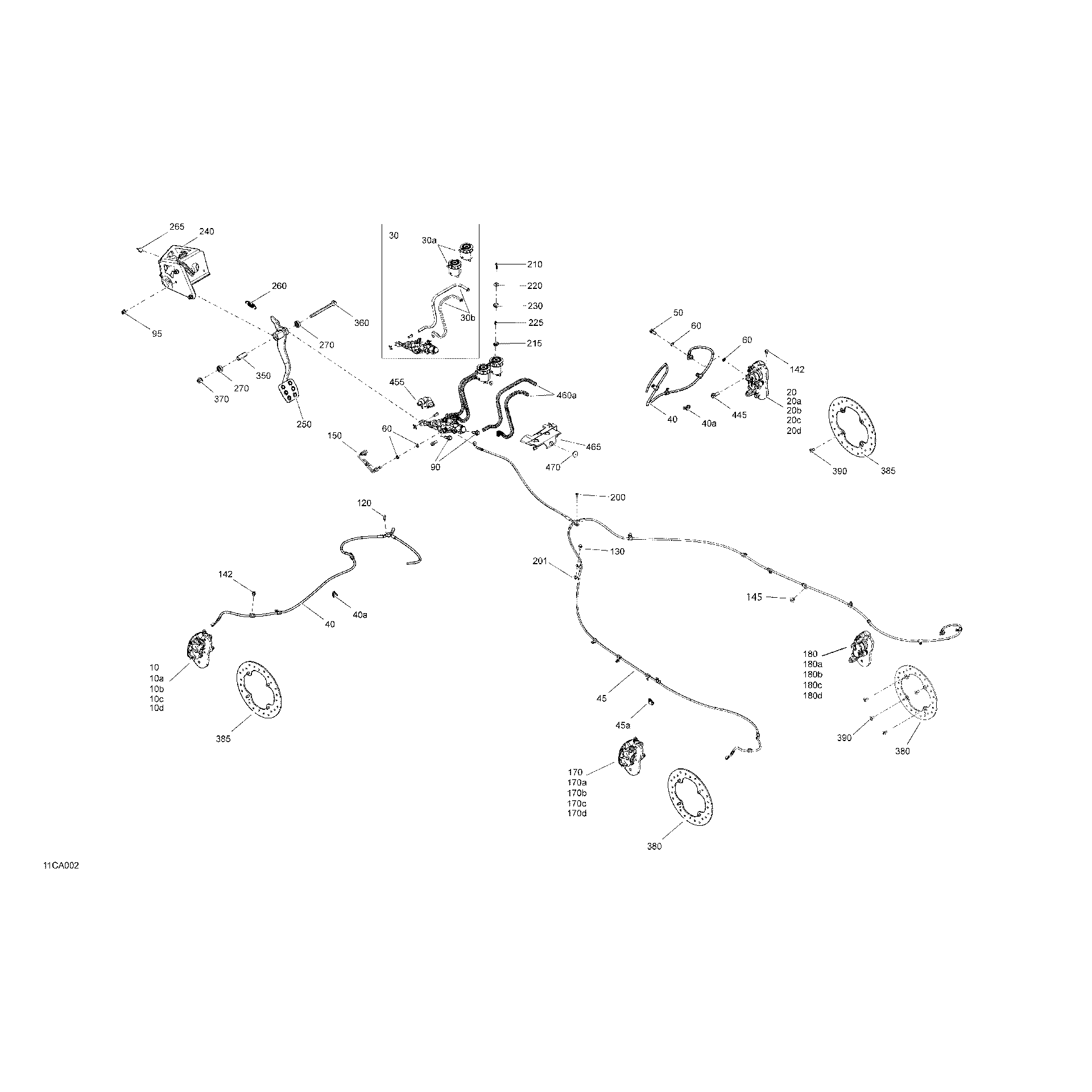 An Image of a Genuine Can-Am Parts Schematic Diagram showing the schematic - MECHANIC - BRAKES