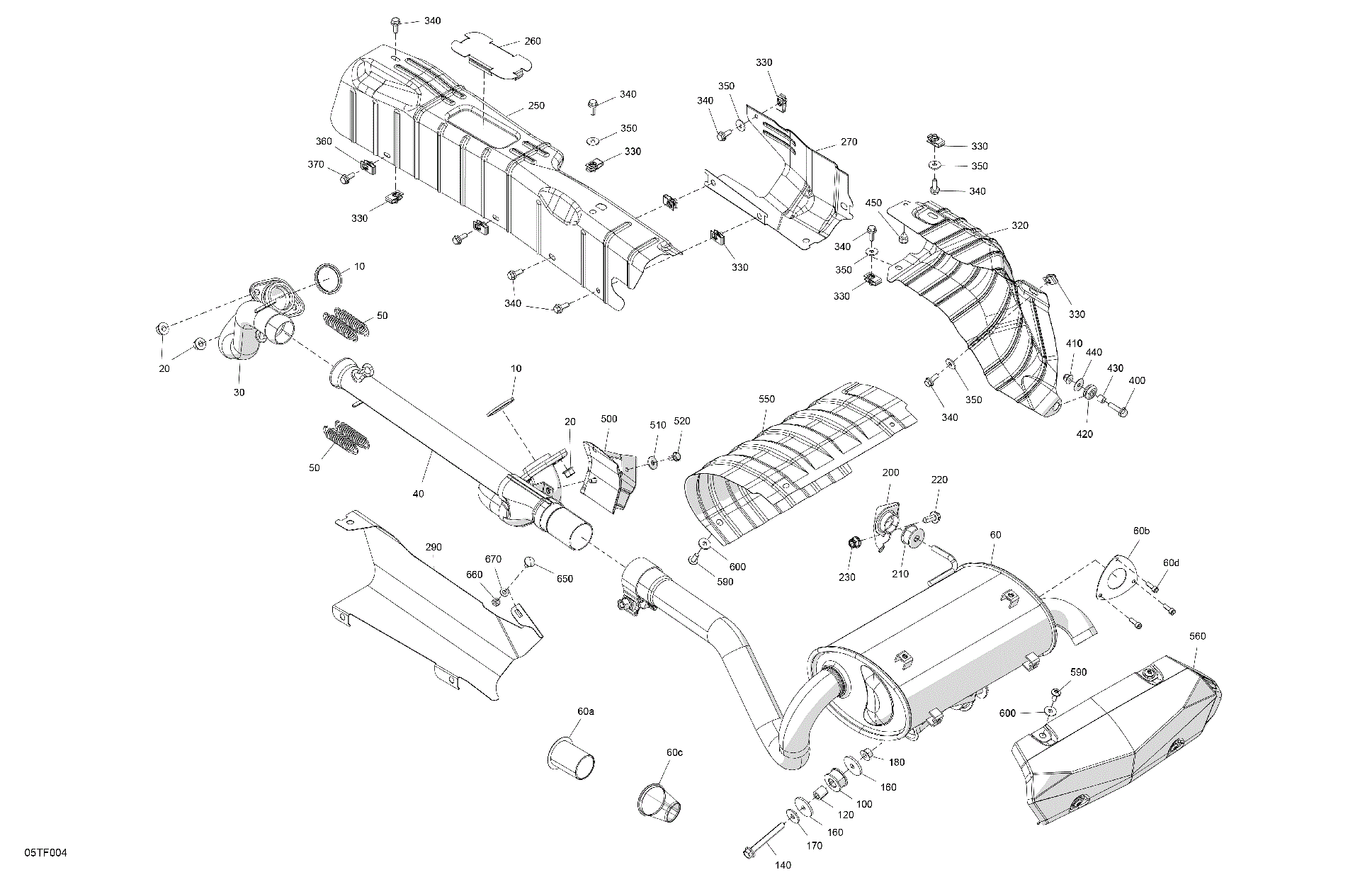 An Image of a Genuine Can-Am Parts Schematic Diagram showing the schematic - ENGINE - EXHAUST