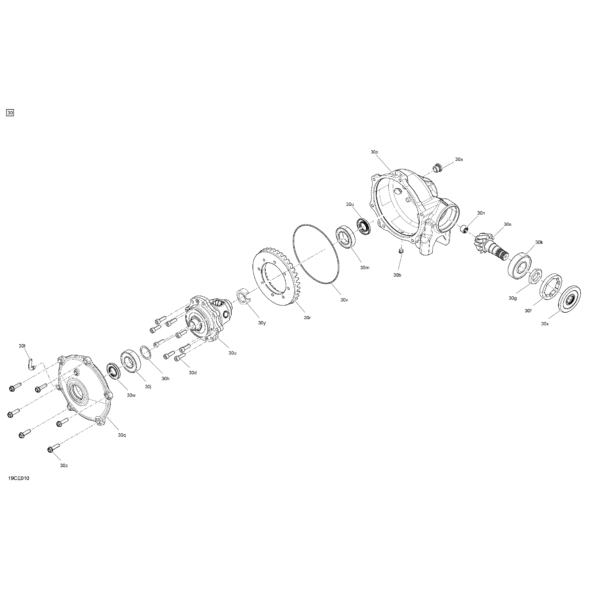 An Image of a Genuine Can-Am Parts Schematic Diagram showing the schematic - DRIVE - FRONT - DIFFERENTIAL PARTS