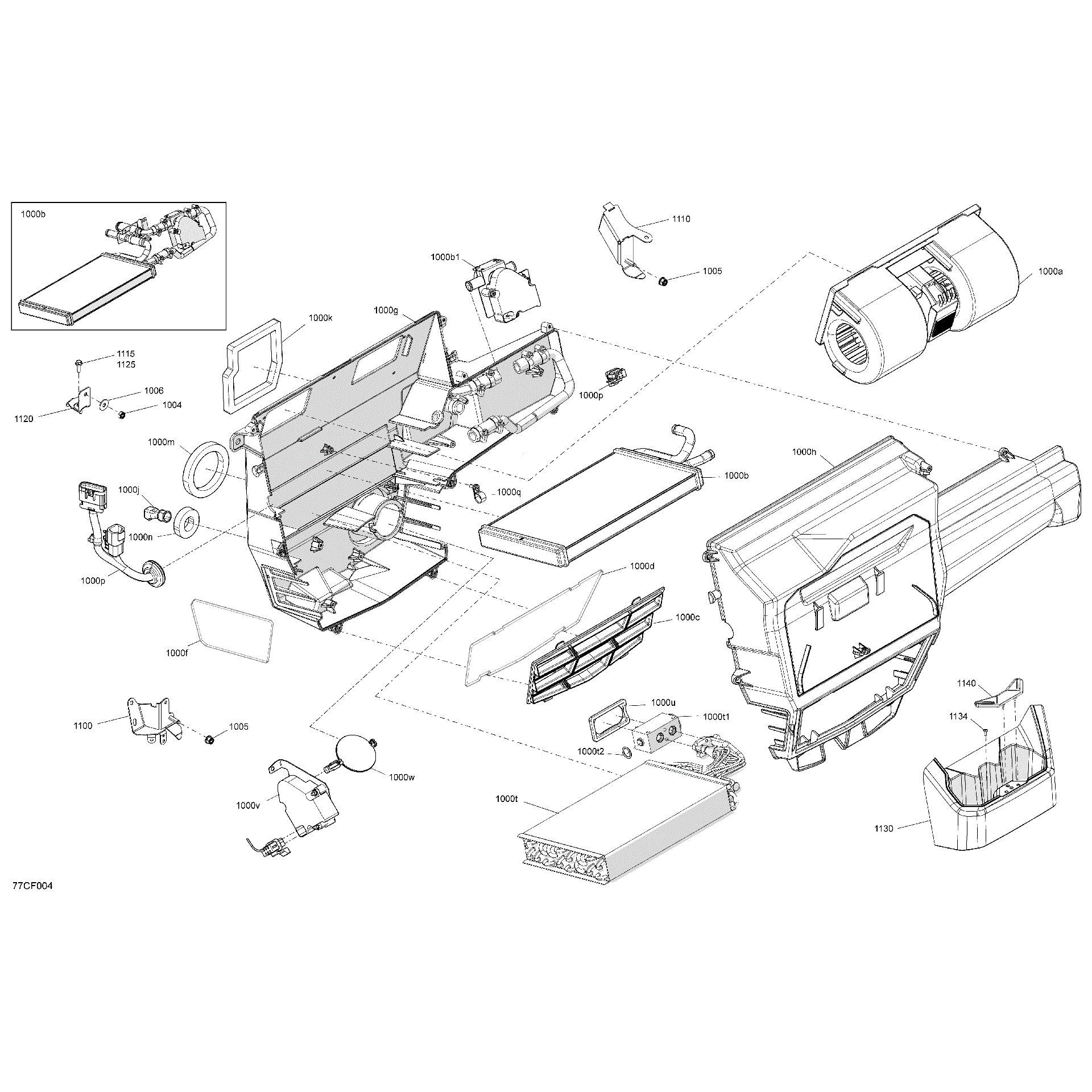 An Image of a Genuine Can-Am Parts Schematic Diagram showing the schematic - ENCLOSURE CAB - AIR CONDITIONING UNIT