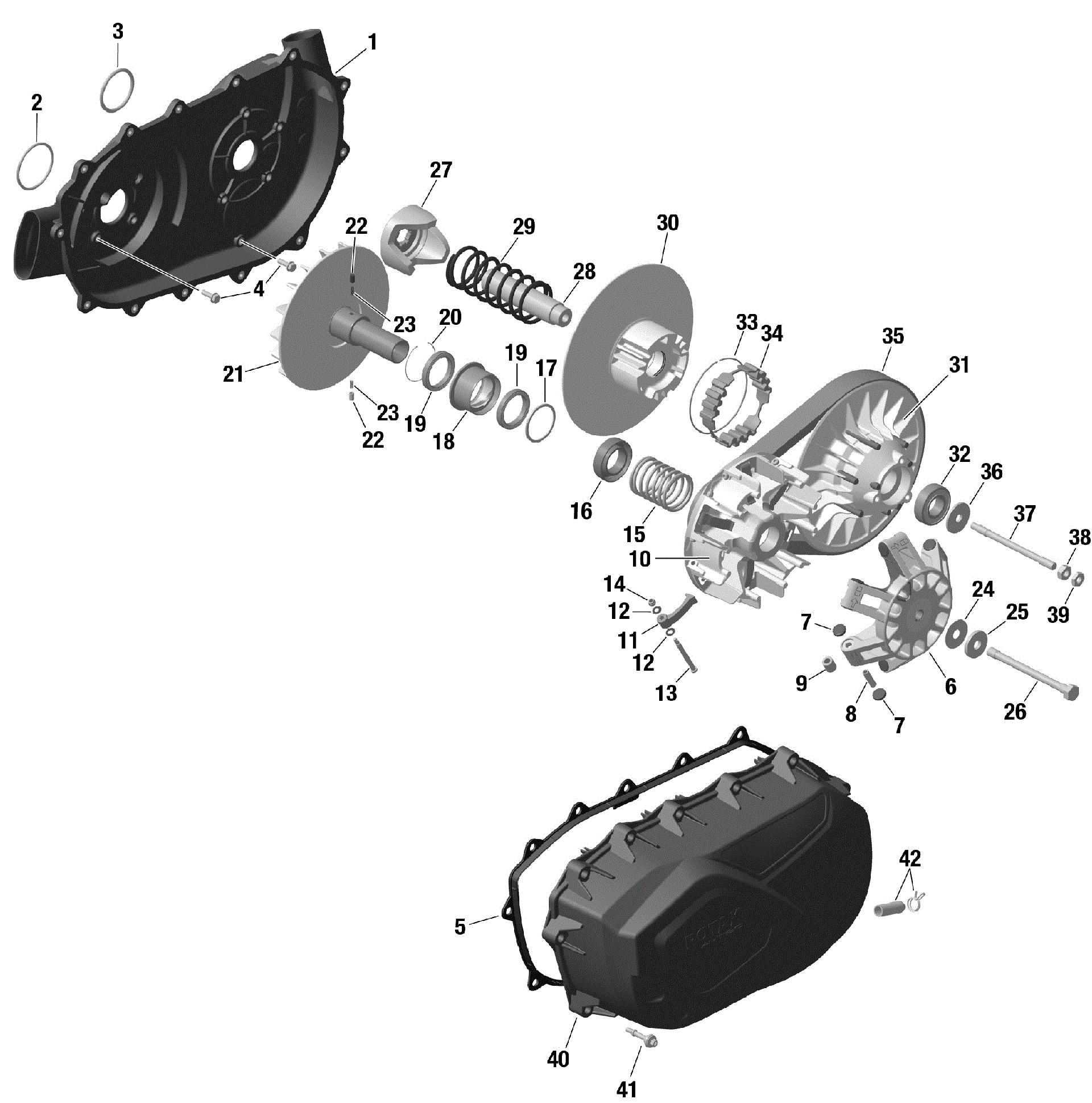 An Image of a Genuine Can-Am Parts Schematic Diagram showing the schematic - ROTAX - CVT