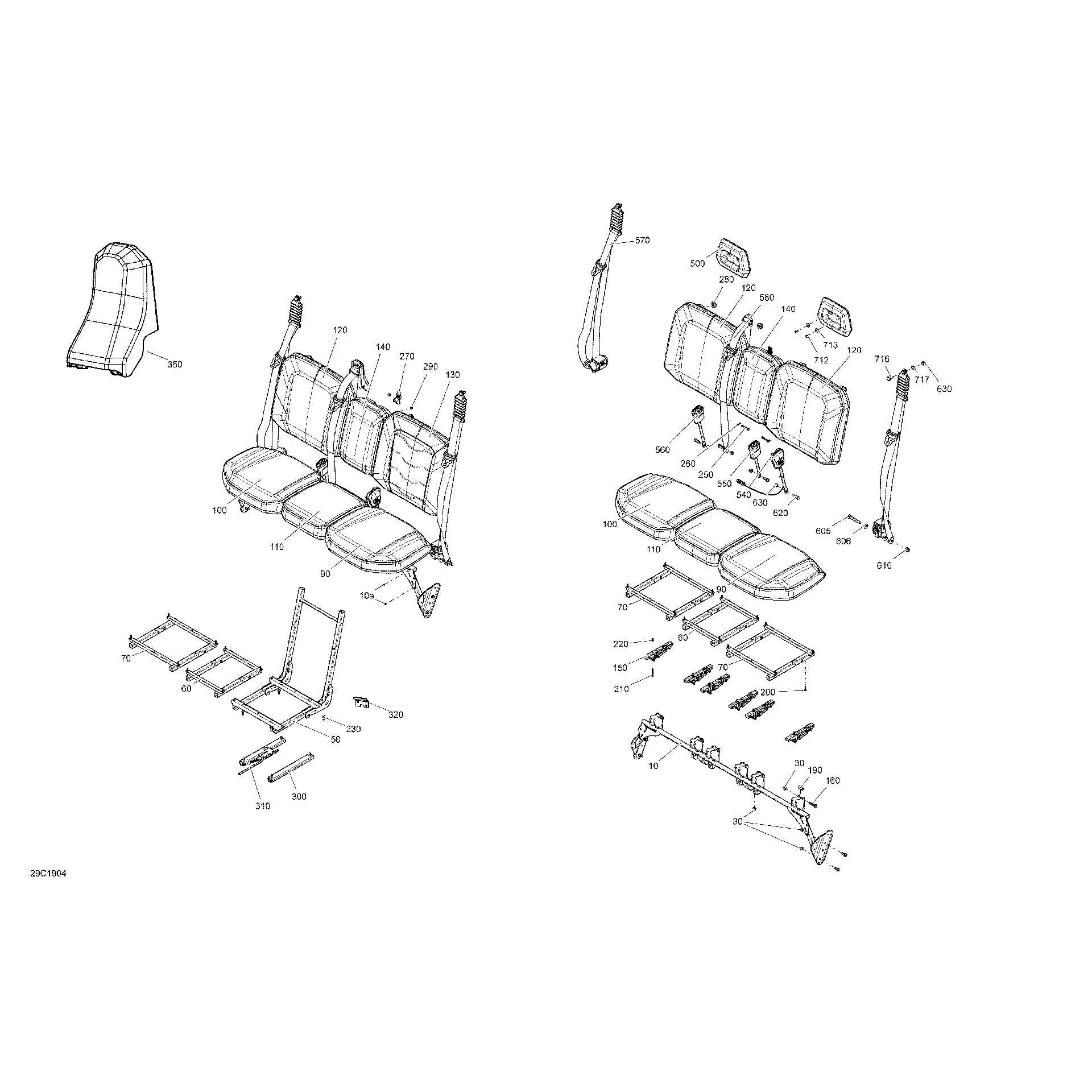 An Image of a Genuine Can-Am Parts Schematic Diagram showing the schematic - SEAT