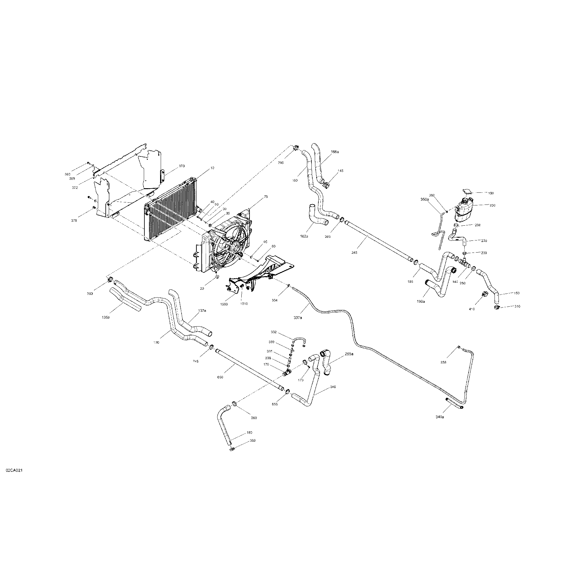 An Image of a Genuine Can-Am Parts Schematic Diagram showing the schematic - ENGINE - COOLING