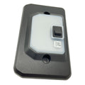 Rectangular black overhead LED light with white diffuser and black on/off switch.