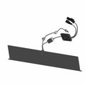 Black rectangular AM/FM antenna with adjustable metal arm and dual connector cables.