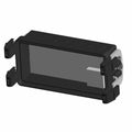 Black rectangular HVAC cover with a transparent window and side clip fasteners.