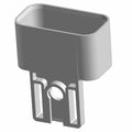 Gray rectangular plastic amp 4 channel plug cap with a side tab and two vertical slots at the base.