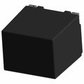 Compact black rectangular 12-volt lithium battery with metallic terminal connectors on top edges.