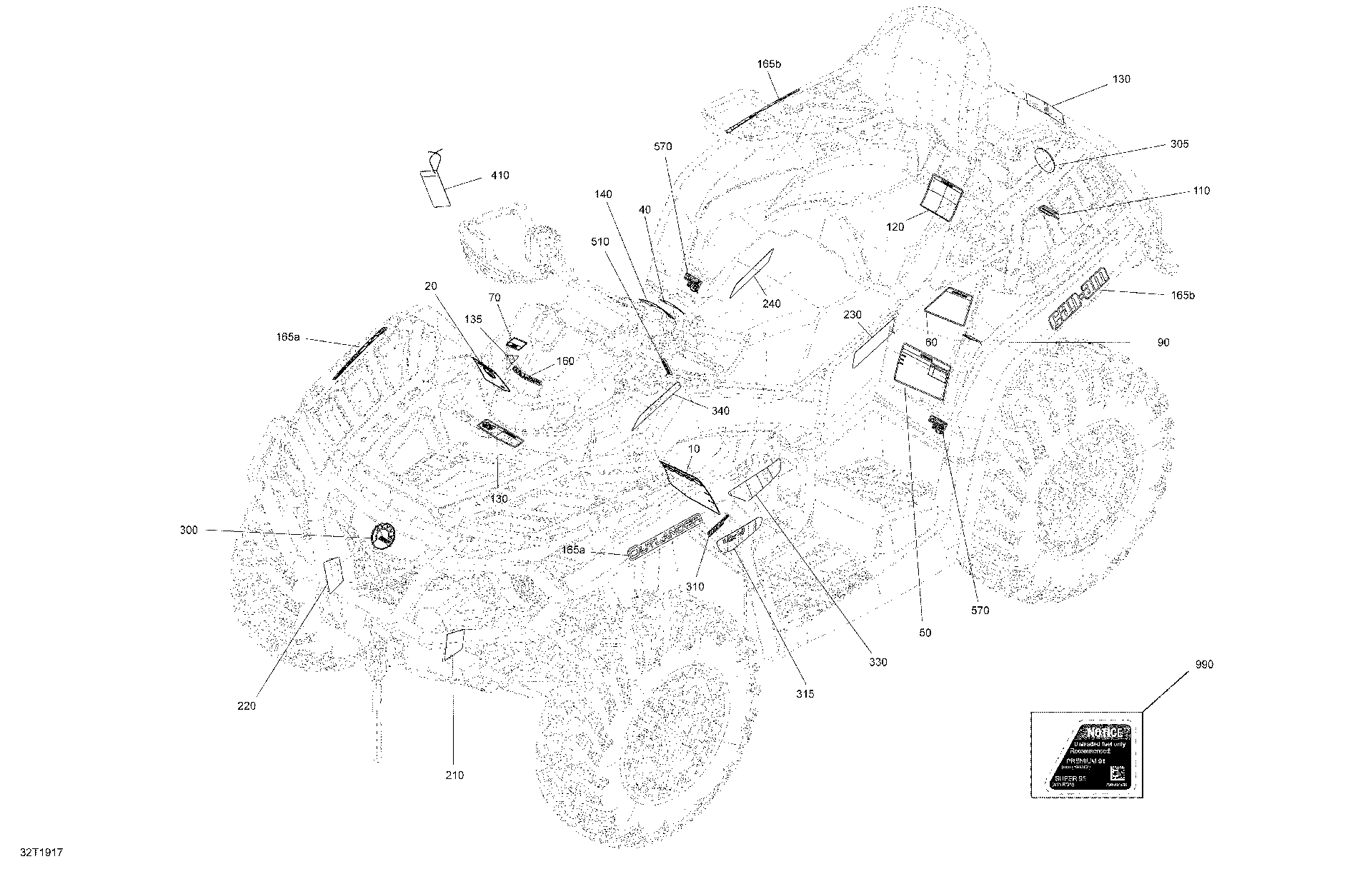 An Image of a Genuine Can-Am Parts Schematic Diagram showing the schematic - DECALS LTD