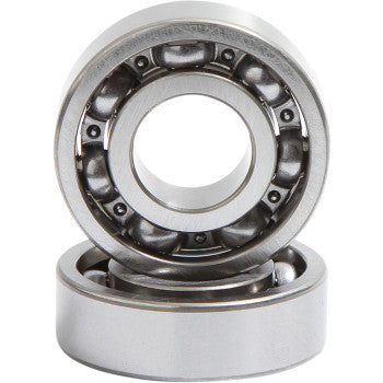 Two silver metal ball bearings with visible steel balls inside circular outer and inner rings, designed for engine counter.