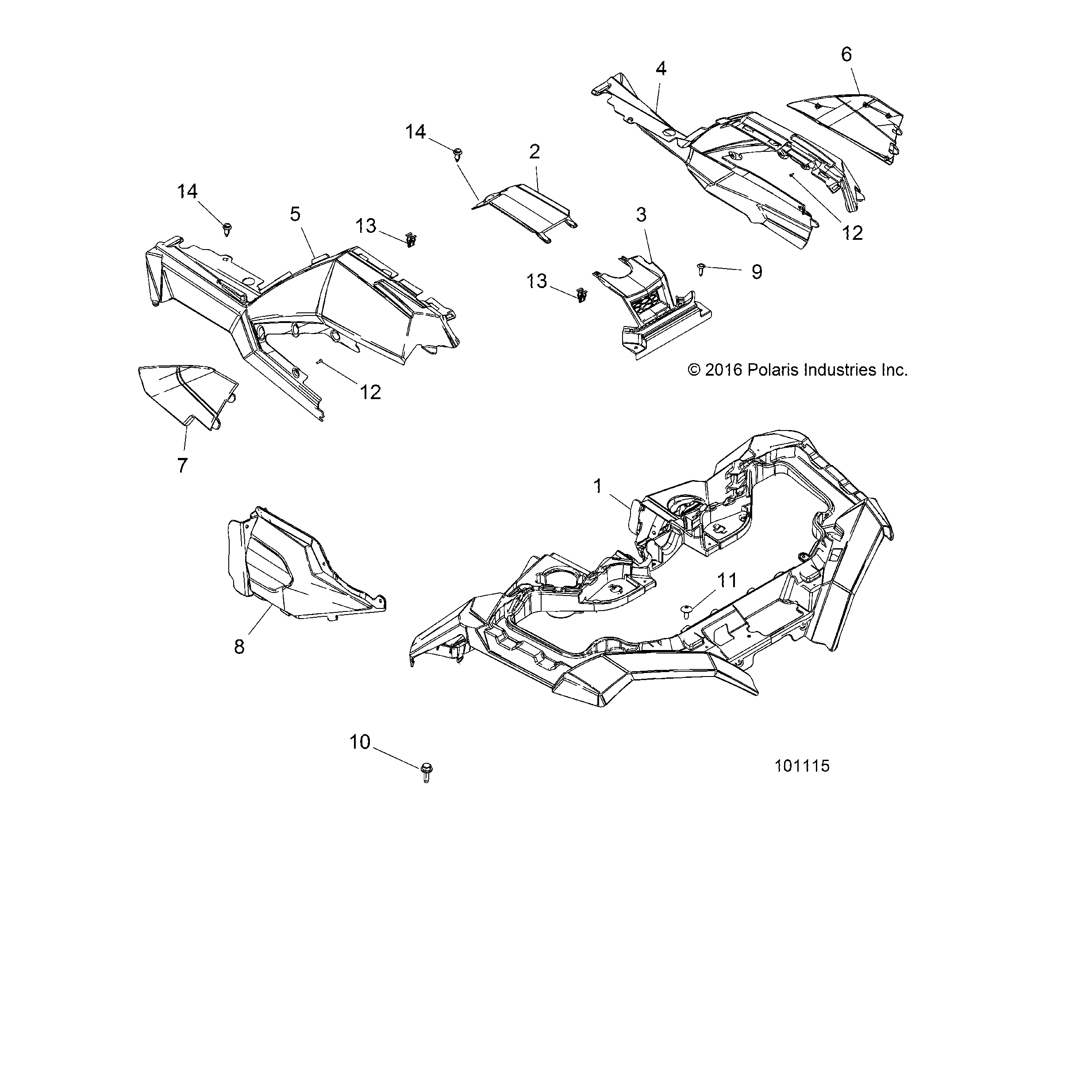 An Image of a Genuine Polaris Parts Schematic Diagram showing the schematic - BODY: FRONT CAB - 2018 POLARIS SPORTSMAN 850 SP