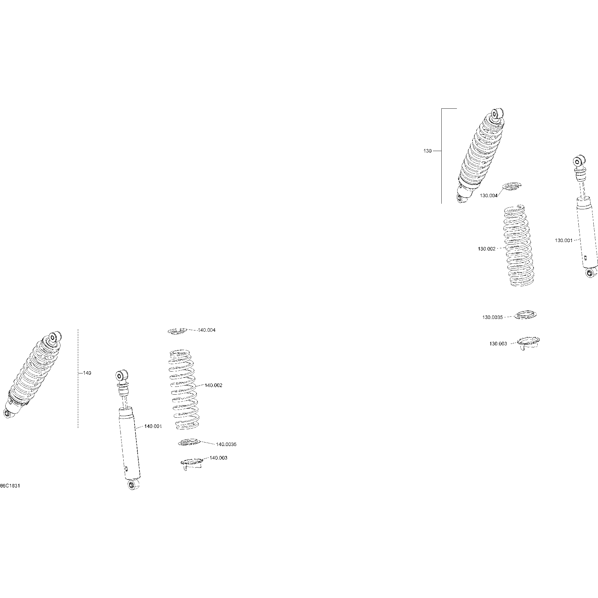 An Image of a Genuine Can-Am Parts Schematic Diagram showing the schematic - SHOCKS MAVERICK TRAIL
