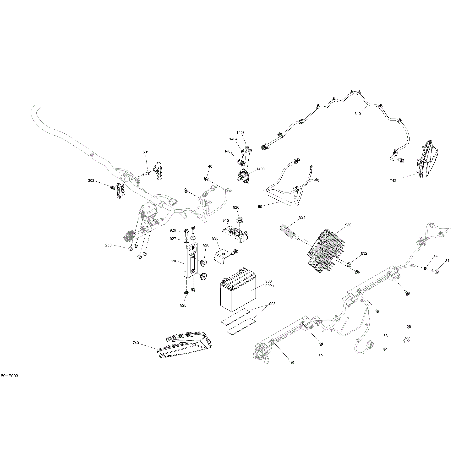 An Image of a Genuine Can-Am Parts Schematic Diagram showing the schematic - ELECTRIC - REAR SECTION