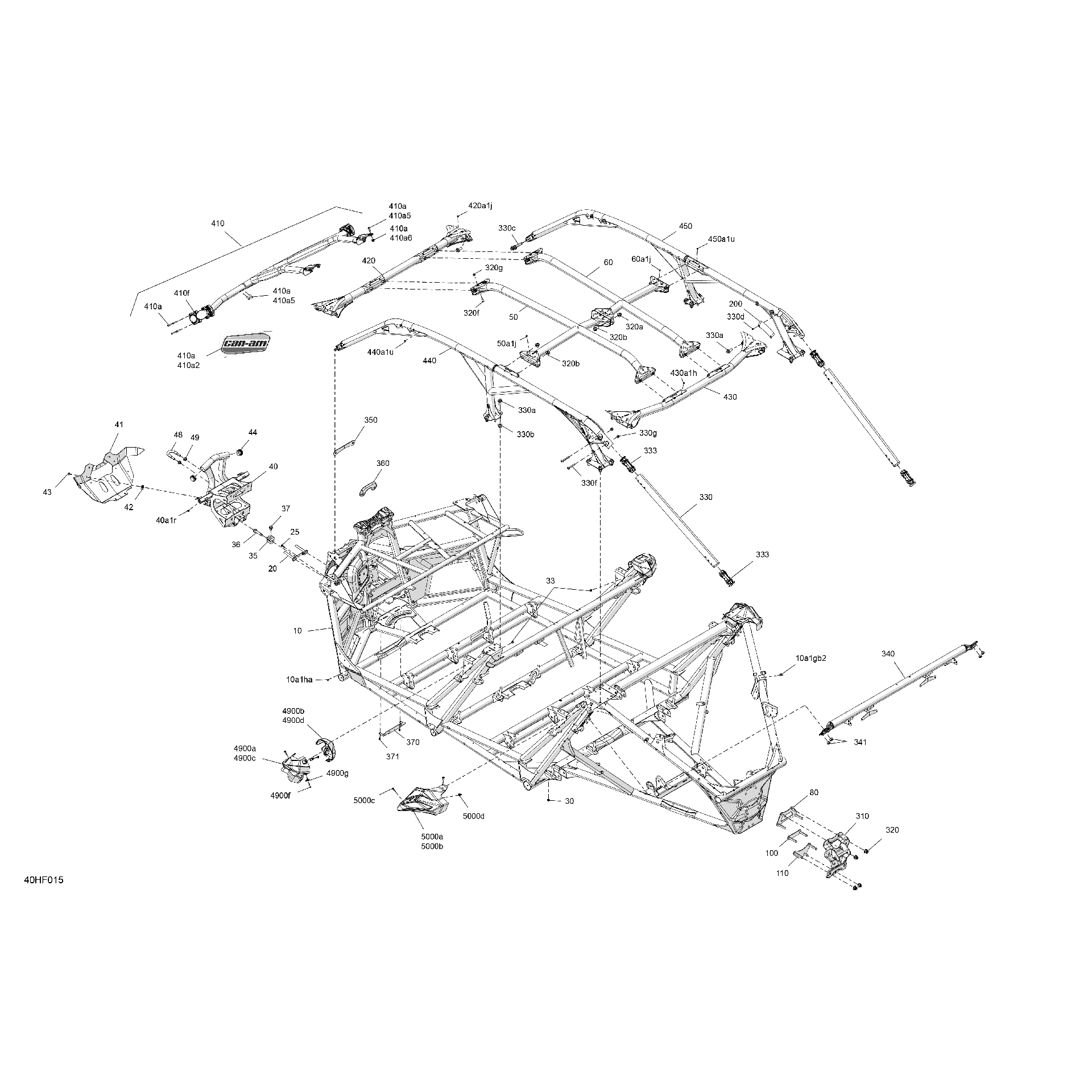 An Image of a Genuine Can-Am Parts Schematic Diagram showing the schematic - FRAME - SYSTEM