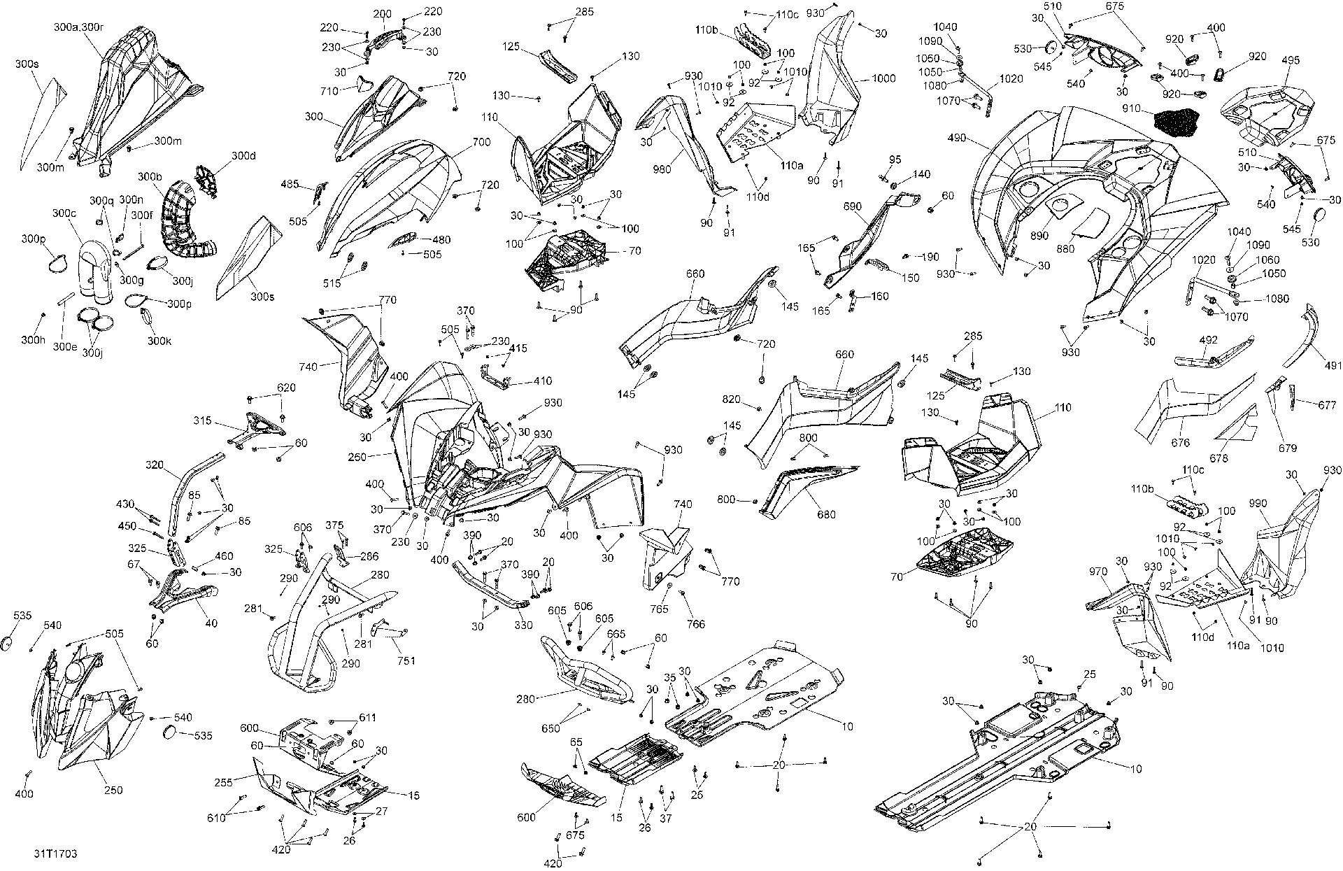 An Image of a Genuine Can-Am Parts Schematic Diagram showing the schematic - BODY AND ACCESSORIES - ALL MODELS