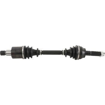 The Honda TRX 420 Axle Kit Complete 8 Ball Extreme Duty Rear Left & Right 520 by All Balls features a black and silver chromoly shaft with rubber boots and precision ball bearings, shown on a white background.