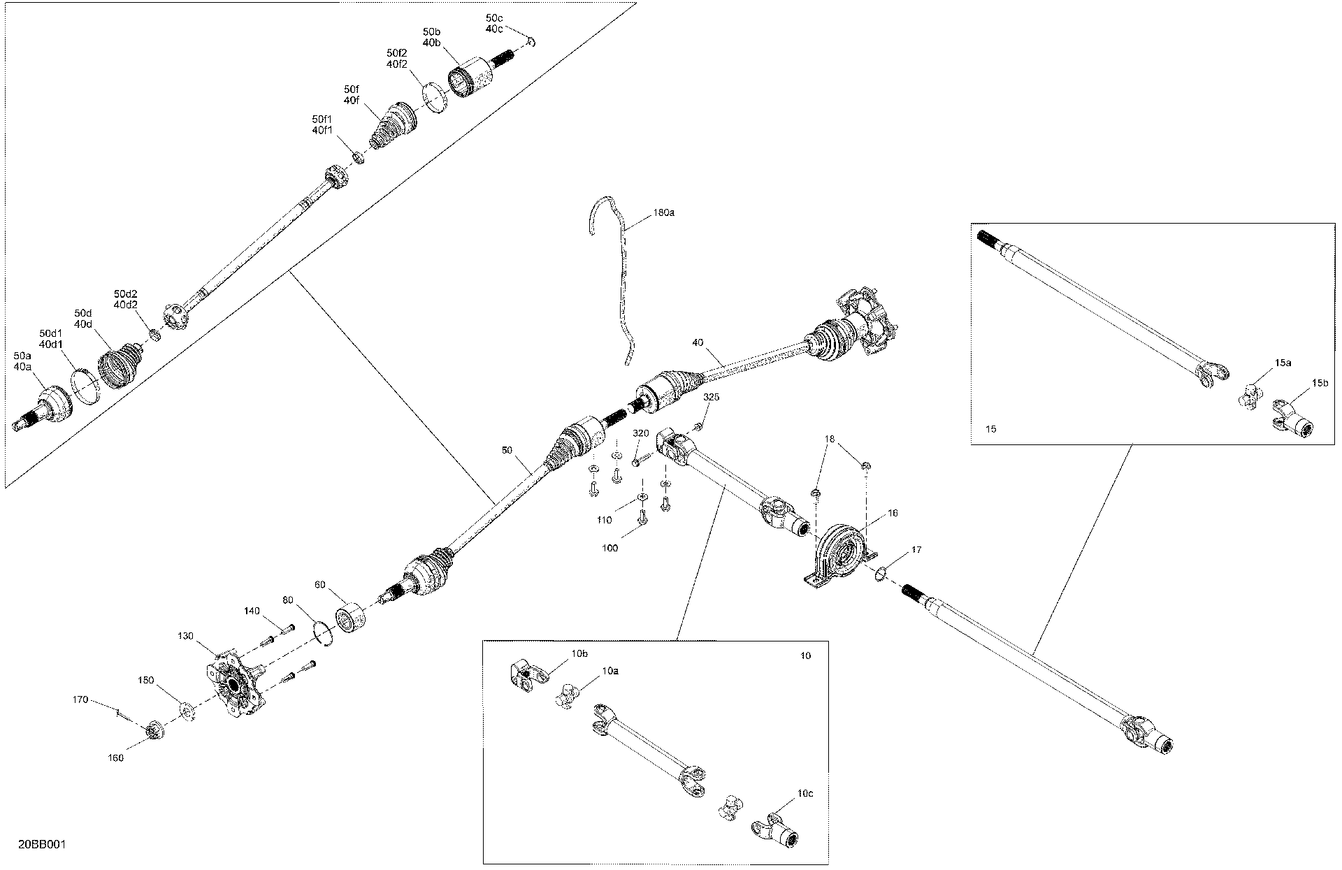 An Image of a Genuine Can-Am Parts Schematic Diagram showing the schematic - DRIVE - FRONT - COMMON PARTS