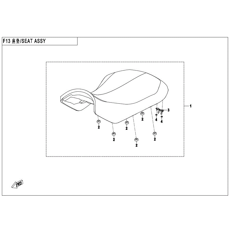 An Image of a genuine CFMOTO Parts Schematic Diagram showing the group - SEAT ASSEMBLY - 2017 CFMOTO CFORCE 400