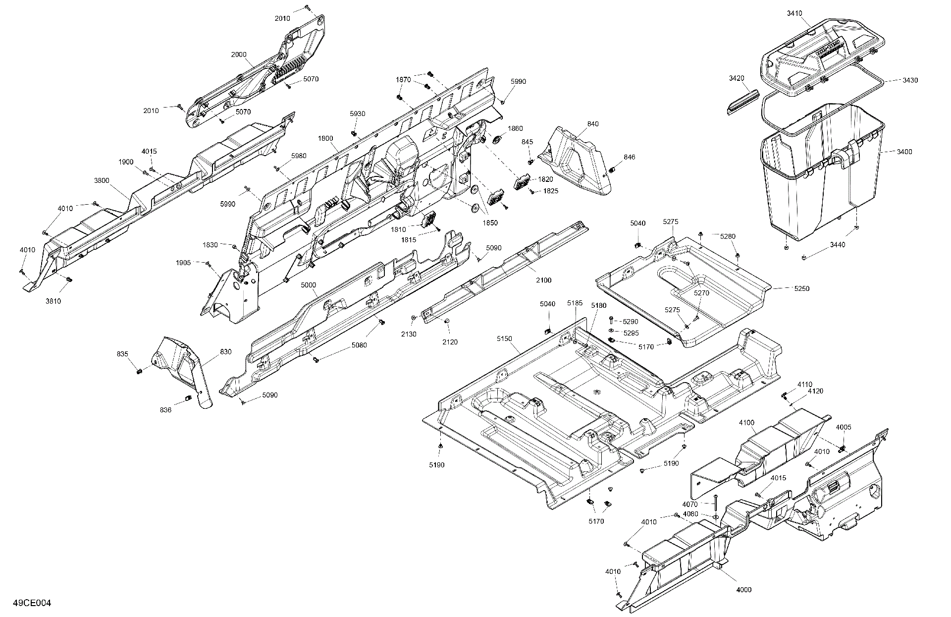 An Image of a Genuine Can-Am Parts Schematic Diagram showing the schematic - CAB INTERIOR - BACK WALL
