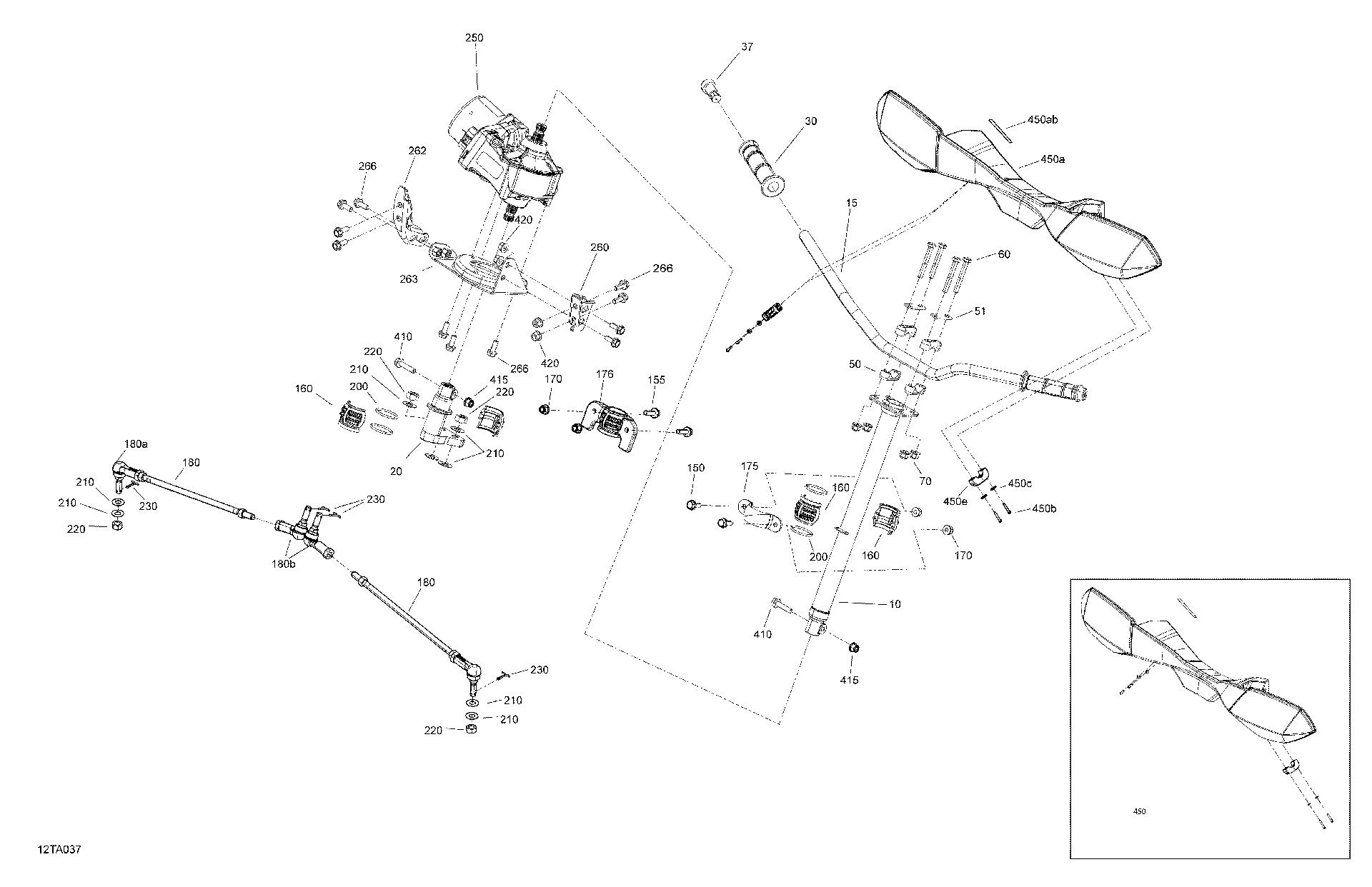An Image of a Genuine Can-Am Parts Schematic Diagram showing the schematic - MECHANIC - STEERING