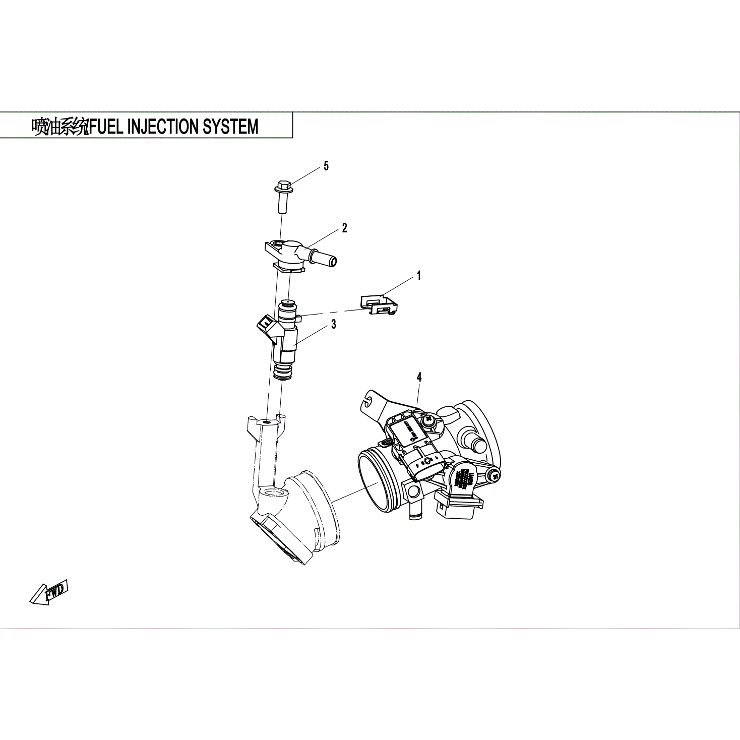 An Image of a genuine CFMOTO Parts Schematic Diagram showing the group - FUEL INJECTION SYSTEM (EU168) - 2021 CFMOTO CFORCE 600