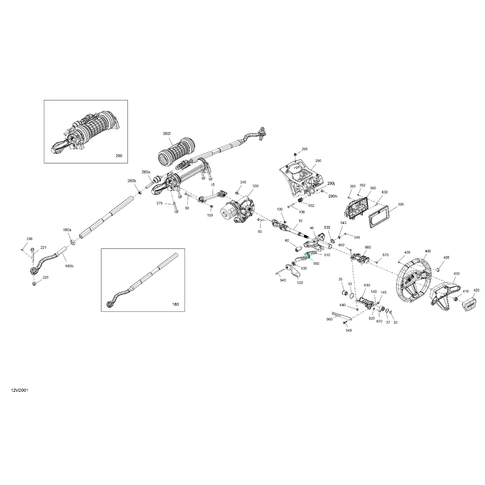 An Image of a Genuine Can-Am Parts Schematic Diagram showing the schematic - MECHANIC - STEERING