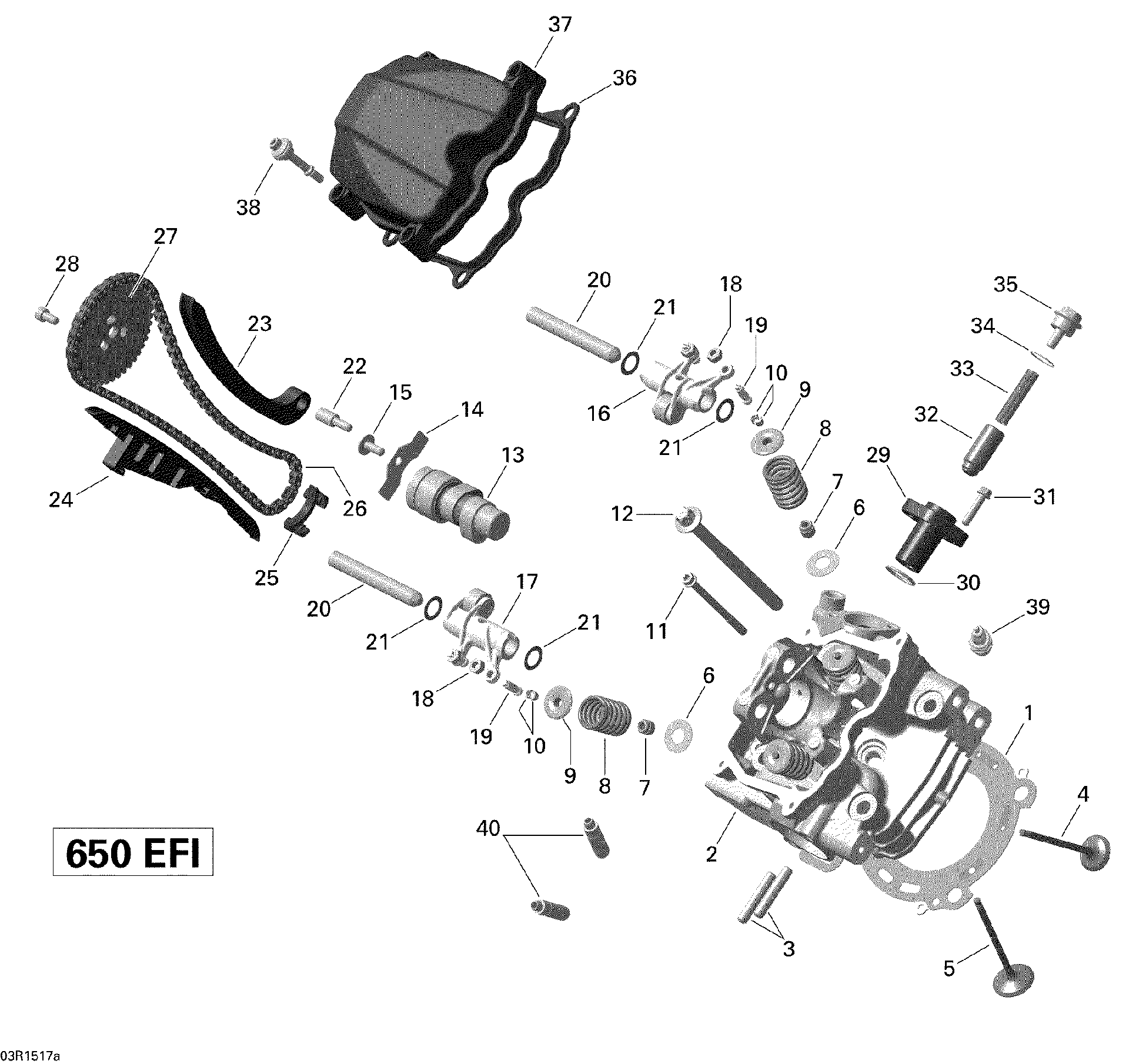 An Image of a Genuine Can-Am Parts Schematic Diagram showing the schematic - CYLINDER HEAD FRONT _03R1517A