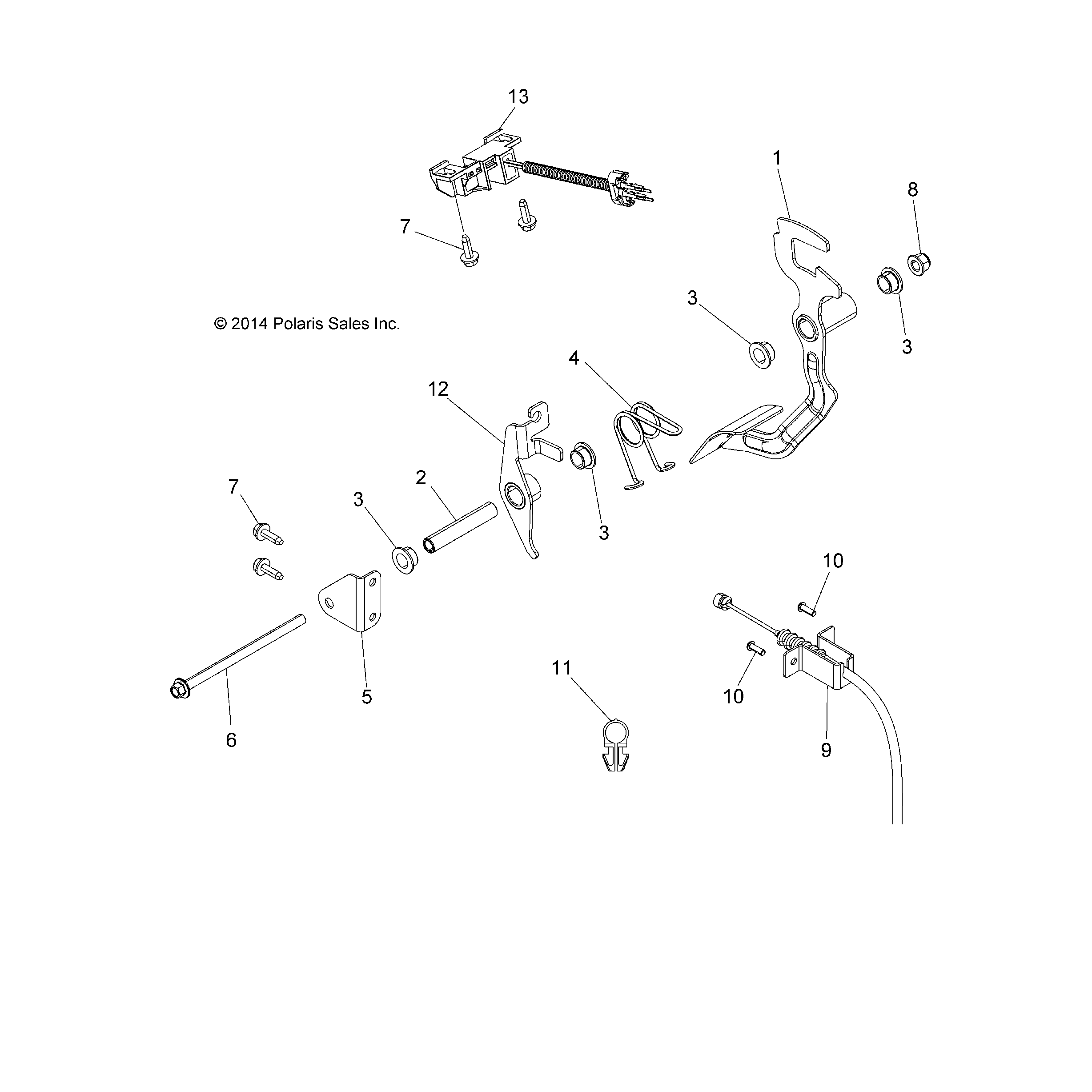 An Image of a Genuine Polaris Parts Schematic Diagram showing the schematic - ENGINE: THROTTLE PEDAL - 2015 POLARIS SPORTSMAN ACE 325 EFI